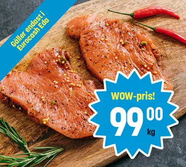Veckans vara schnitzel, 99,00/kg, Gäller endast Eurocash i Töcksfors Handelspark